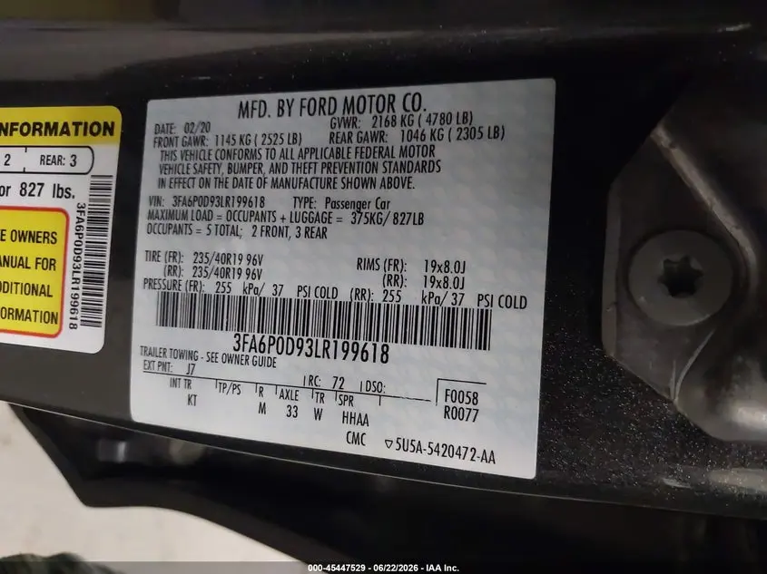 2020 FORD FUSION TITANIUM