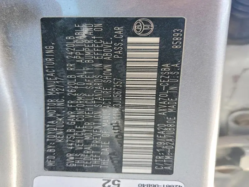 2018 TOYOTA CAMRY SE  