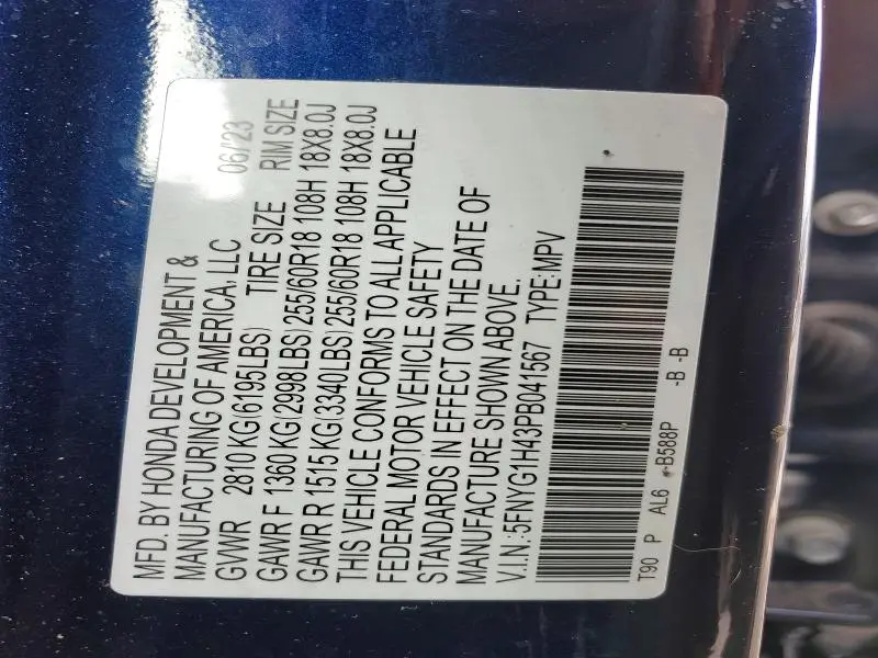 2023 HONDA PILOT EXL  