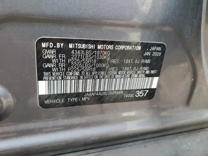 2020 MITSUBISHI OUTLANDER SPORT SE  