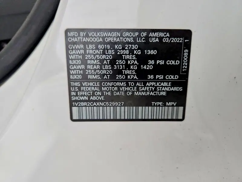 2022 VOLKSWAGEN ATLAS SEL  