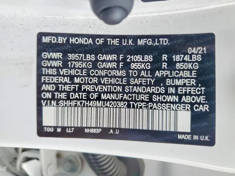 2021 HONDA CIVIC SPORT  