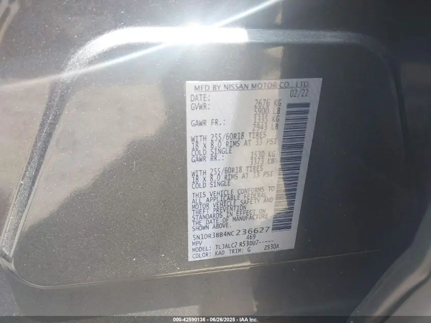 2022 NISSAN PATHFINDER SV 2WD