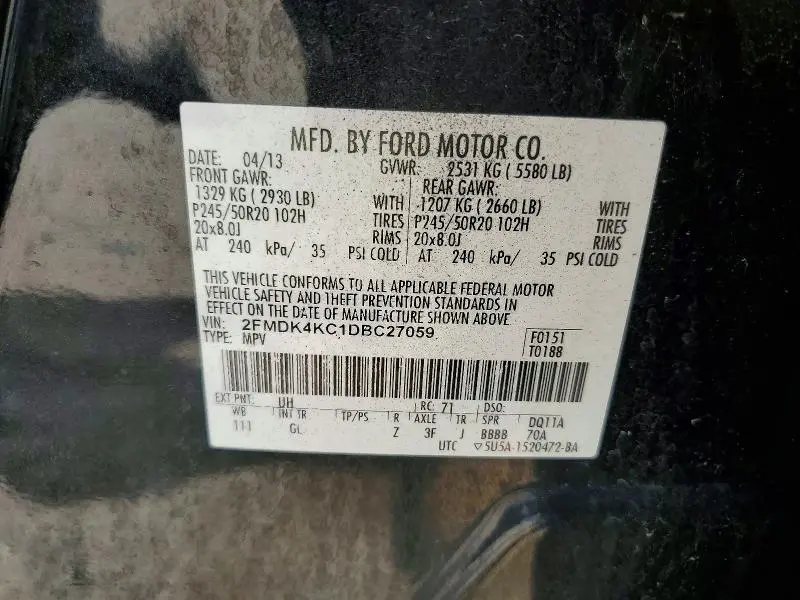 2013 FORD EDGE LIMITED  
