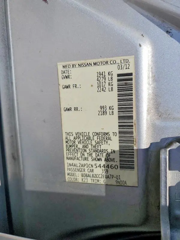 2012 NISSAN ALTIMA 2.5  