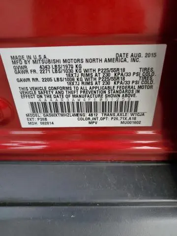 2015 MITSUBISHI OUTLANDER SPORT ES  