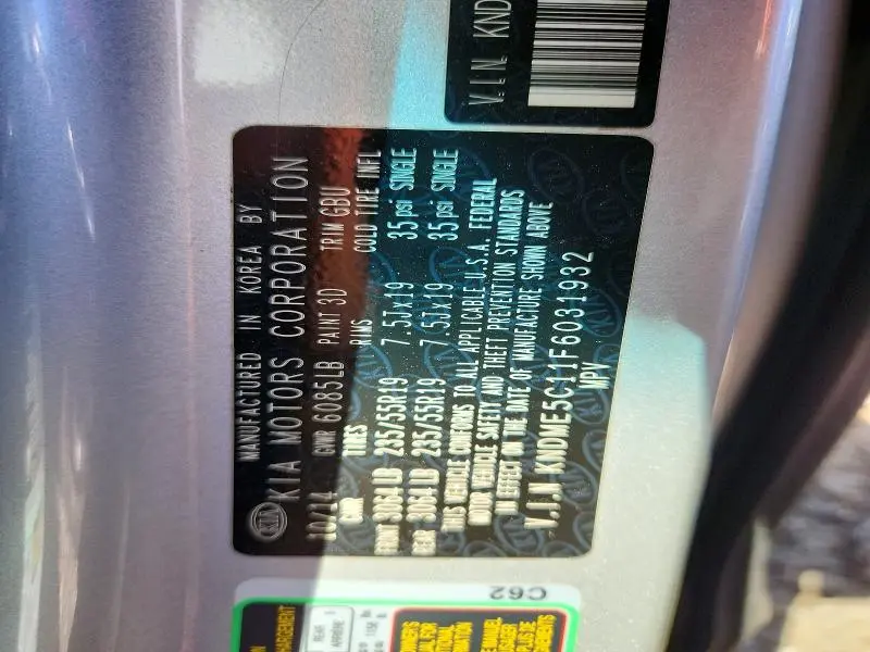 2015 KIA SEDONA SXL  