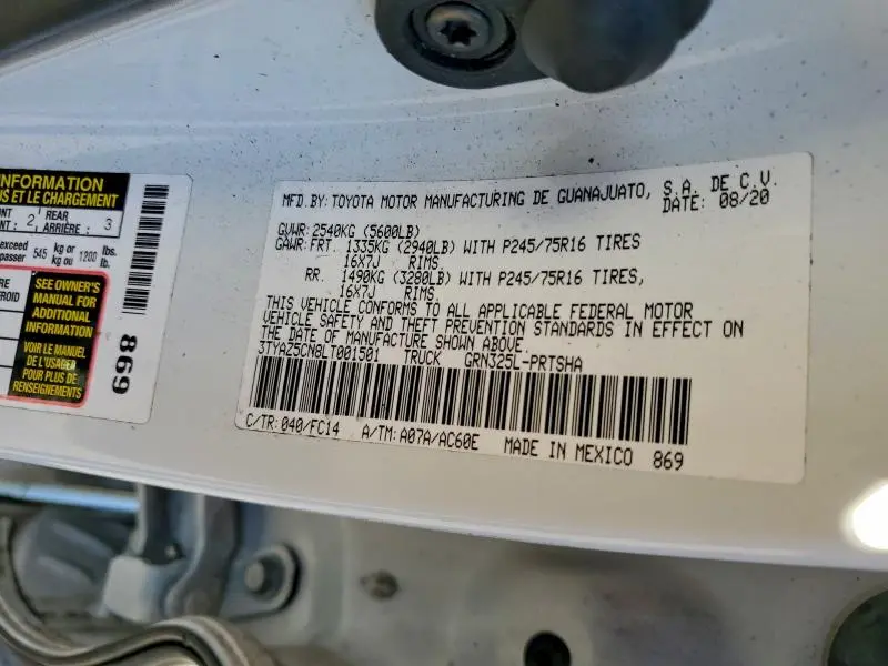 2020 TOYOTA TACOMA DOUBLE CAB  