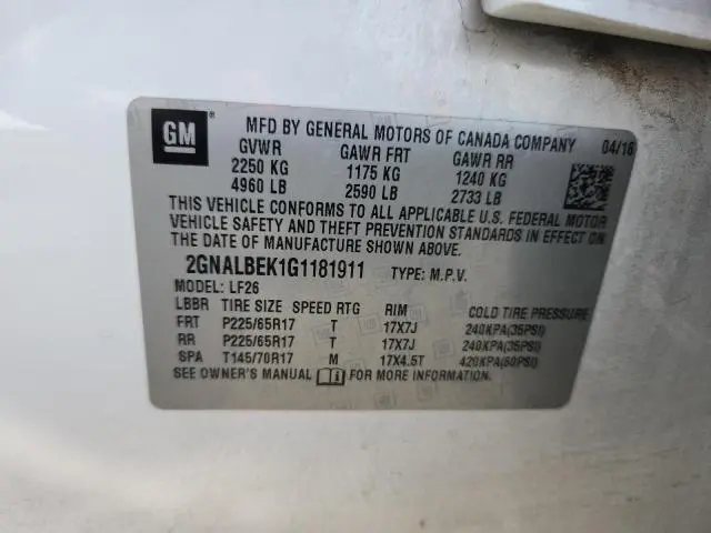 2016 CHEVROLET EQUINOX LS  