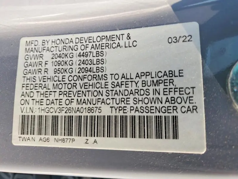 2022 HONDA ACCORD HYBRID SPORT  