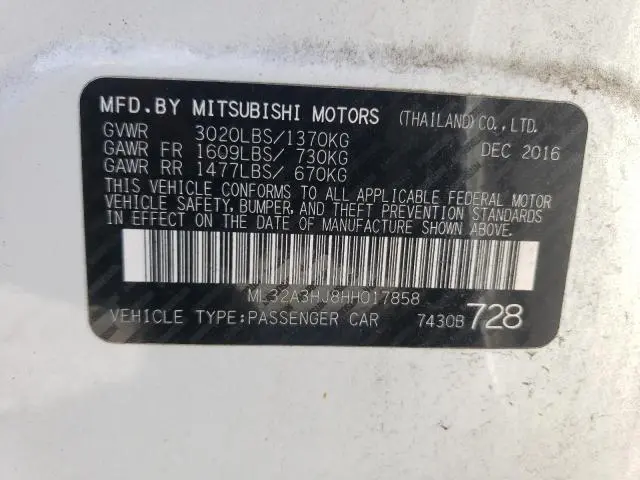 2017 MITSUBISHI MIRAGE ES