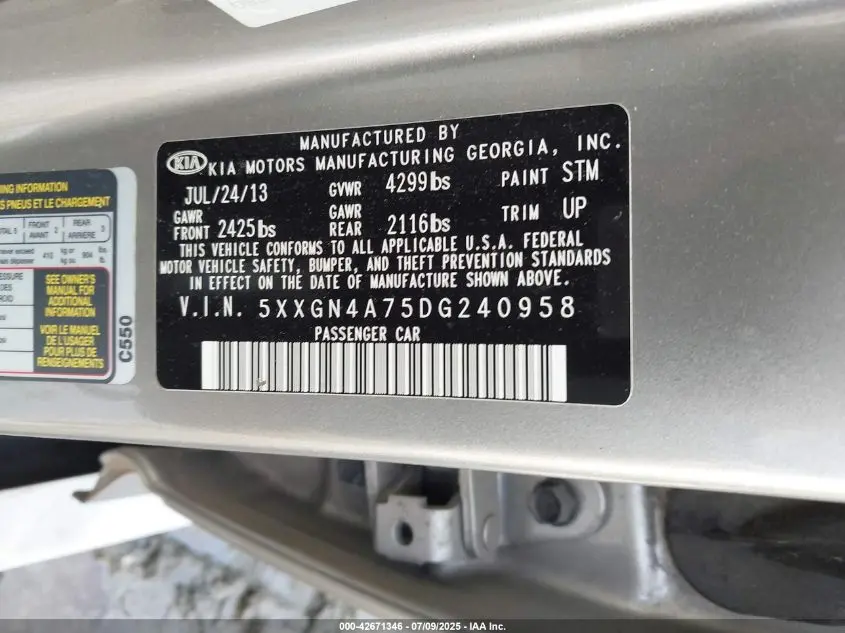 2013 KIA OPTIMA EX