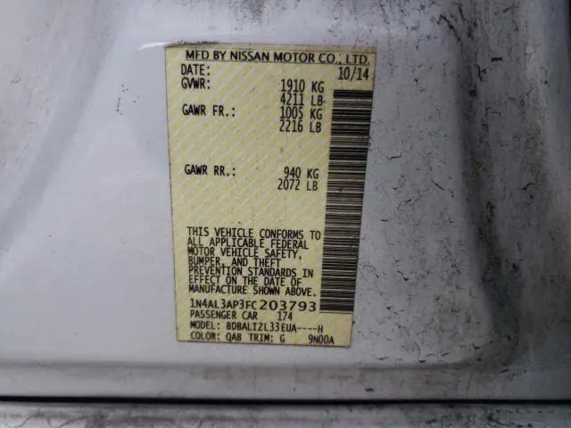 2015 NISSAN ALTIMA 2.5  