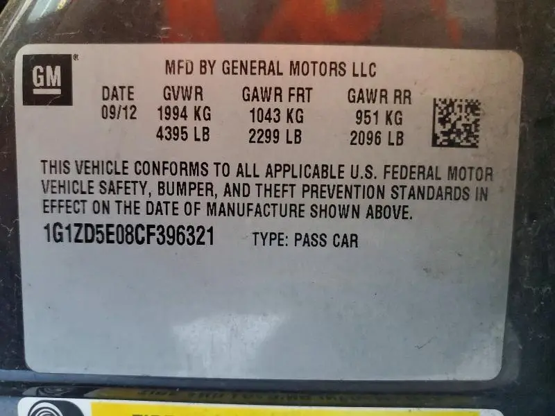 2012 CHEVROLET MALIBU 2LT  