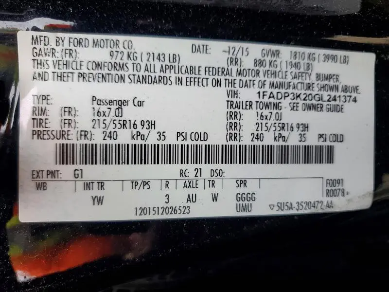 2016 FORD FOCUS SE  