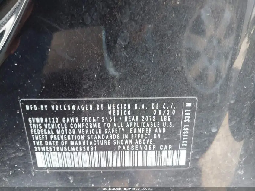 2020 VOLKSWAGEN JETTA 1.4T SEL