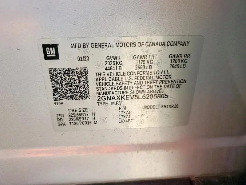 2020 CHEVROLET EQUINOX LT  