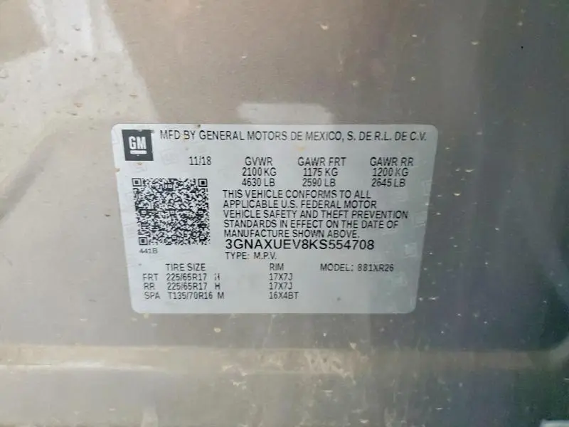 2019 CHEVROLET EQUINOX LT  