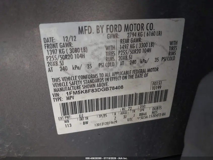 2013 FORD EXPLORER LIMITED