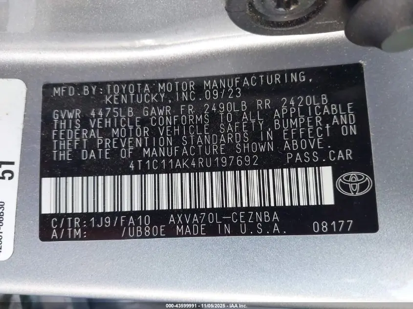 2024 TOYOTA CAMRY LE