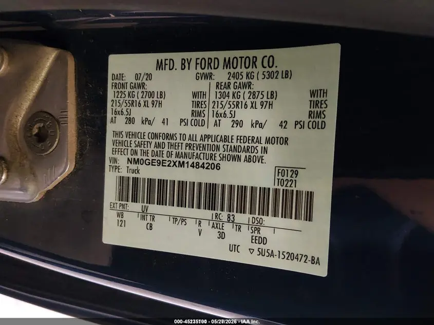 2021 FORD TRANSIT CONNECT XL PASSENGER