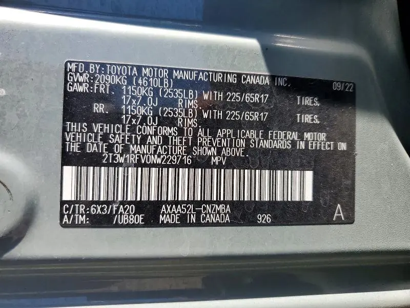 2022 TOYOTA RAV4 XLE  