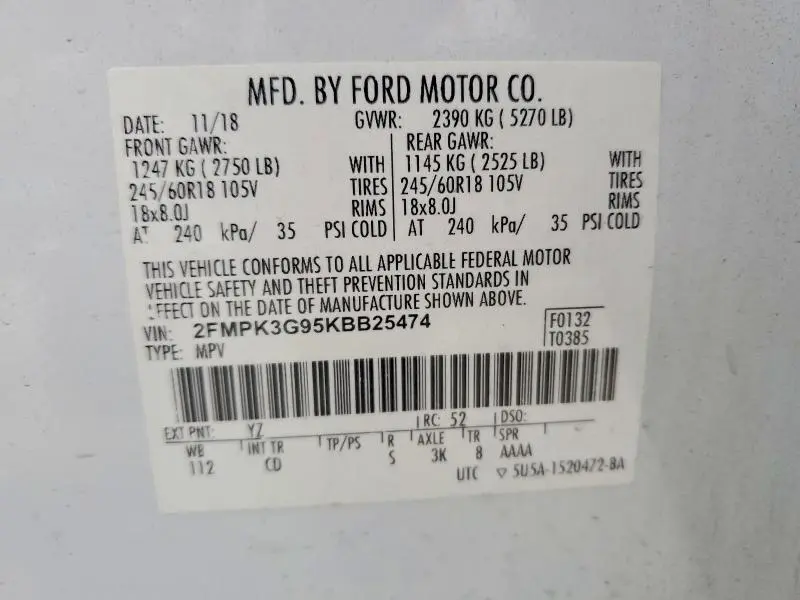 2019 FORD EDGE SE  