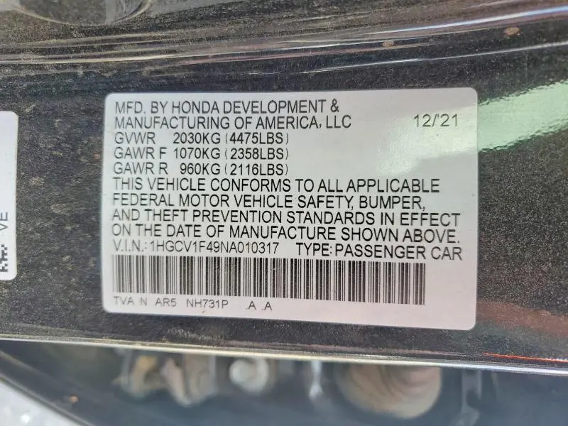 2022 HONDA ACCORD SPORT SE  