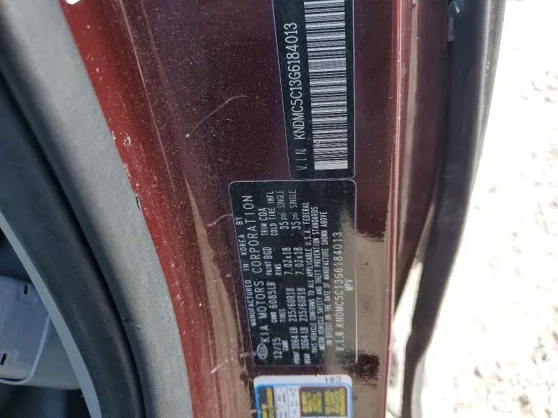 2016 KIA SEDONA SX  