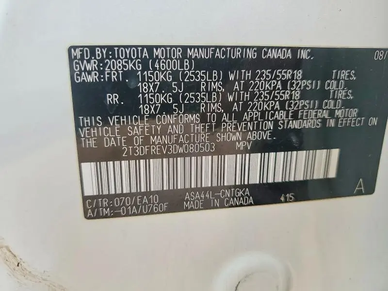 2013 TOYOTA RAV4 LIMITED  