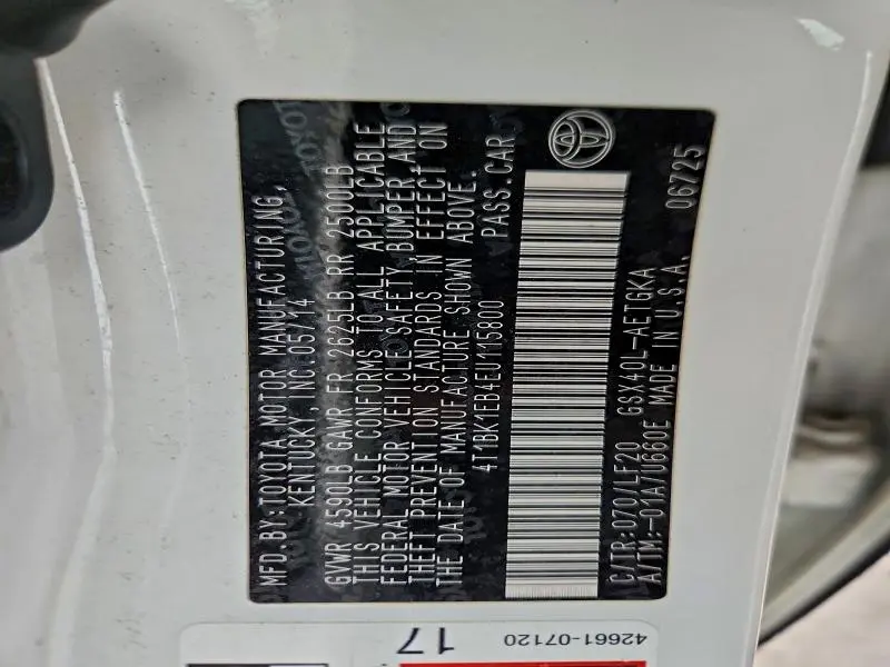 2014 TOYOTA AVALON BASE  