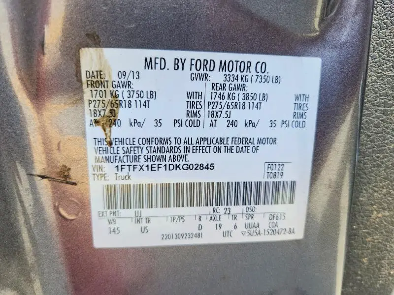 2013 FORD F150 SUPER CAB  