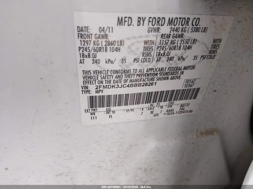 2011 FORD EDGE SEL