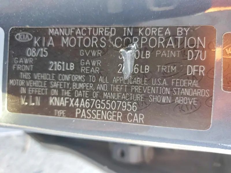2016 KIA FORTE LX  