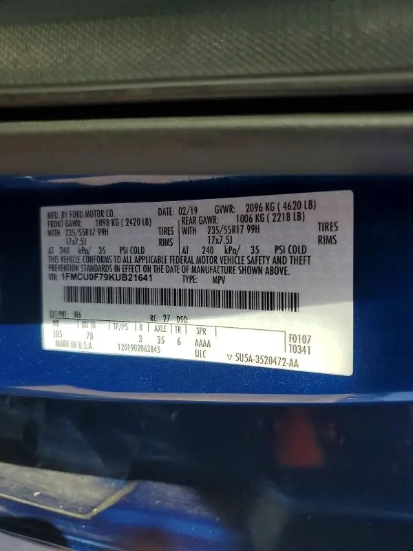 2019 FORD ESCAPE S  