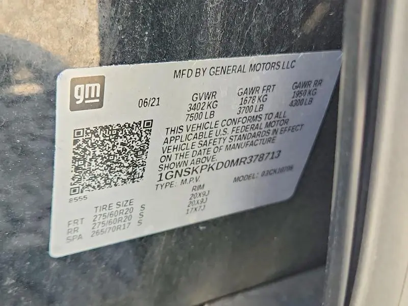 2021 CHEVROLET TAHOE K1500 Z71  