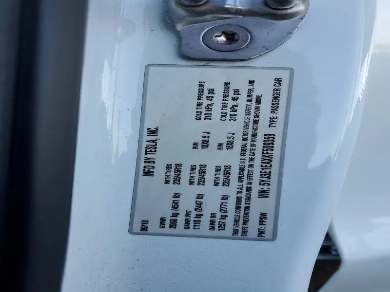 2019 TESLA MODEL 3   