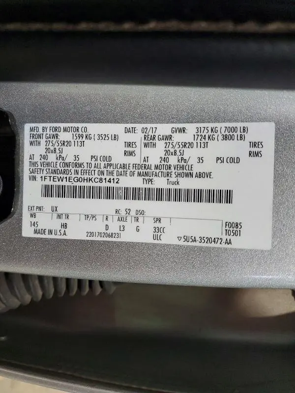 2017 FORD F150 SUPERCREW  