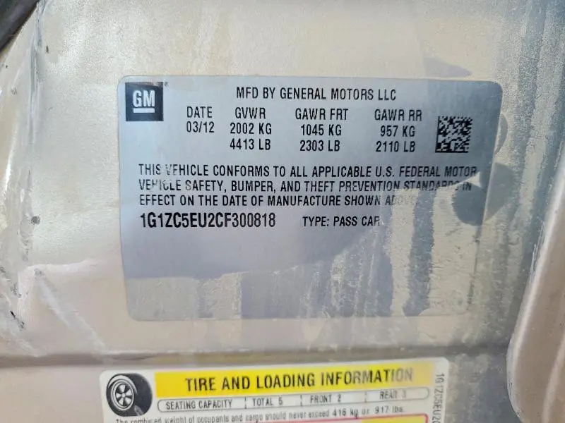 2012 CHEVROLET MALIBU 1LT  