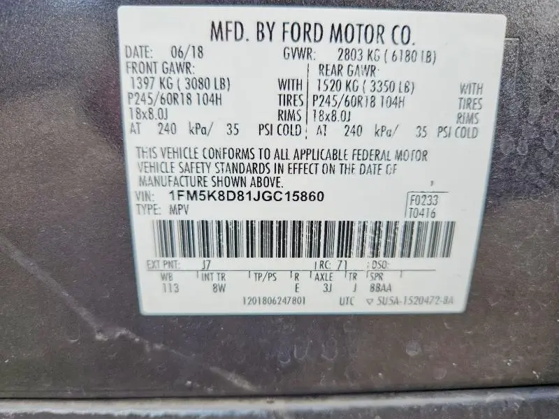 2018 FORD EXPLORER XLT  