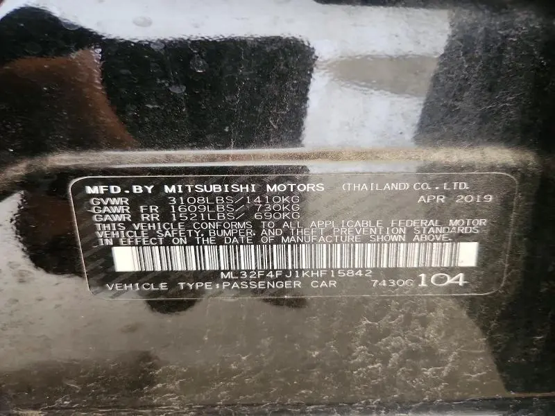 2019 MITSUBISHI MIRAGE G4 SE  