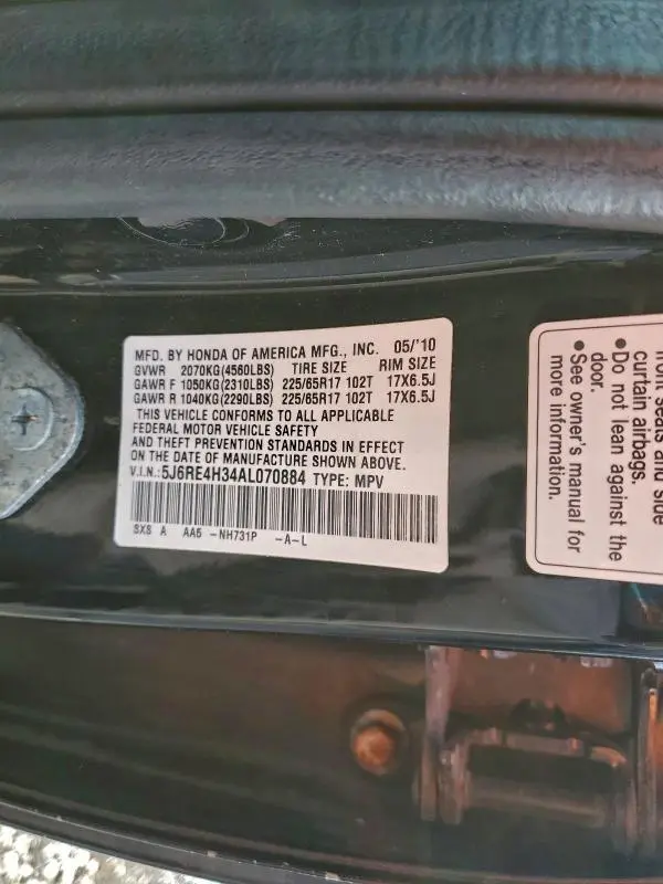 2010 HOND CR-V LX   
