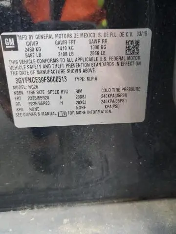 2015 CADILLAC SRX PERFORMANCE COLLECTION  