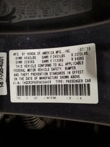 2015 HONDA ACCORD EXL