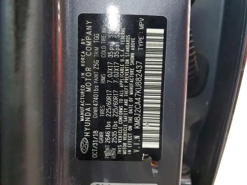 2019 HYUNDAI TUCSON SE  