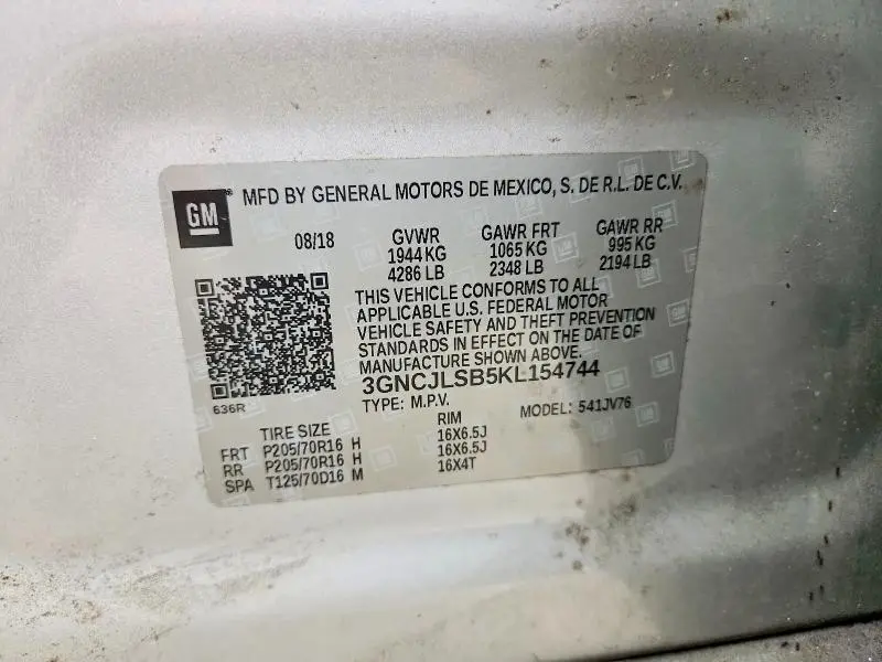 2019 CHEVROLET TRAX 1LT  