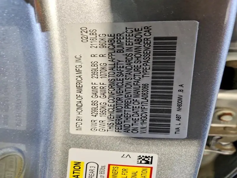 2020 HONDA ACCORD LX  
