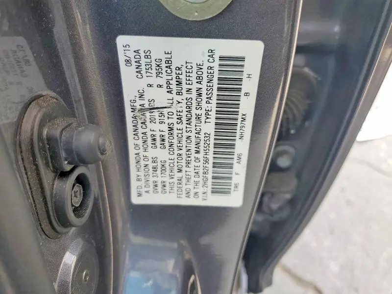 2015 HONDA CIVIC LX  
