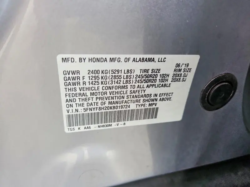 2019 HONDA PASSPORT SPORT  