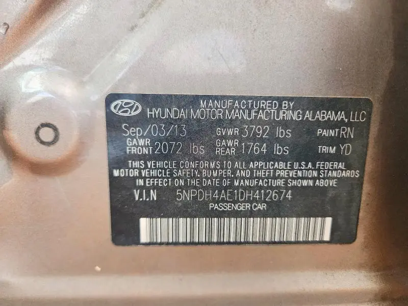 2013 HYUNDAI ELANTRA GLS  